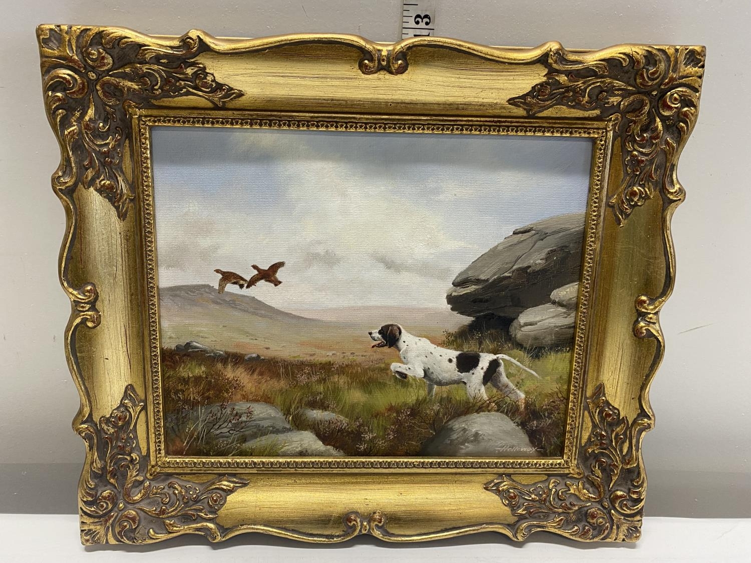 A framed oil on board signed Holloway 37x33cm