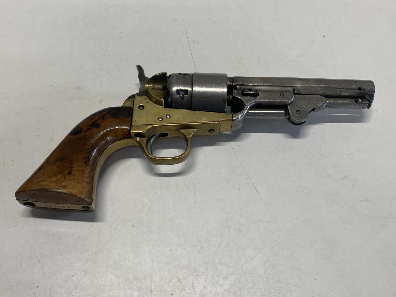 A reproduction 1849 Colt pocket muzzle loading revolver with a leather holster. Curret Firearms - Image 2 of 5