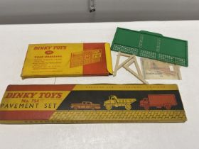 Two boxed Dinky sets No 754 (pavement) and No 765 (Road Hoarding)