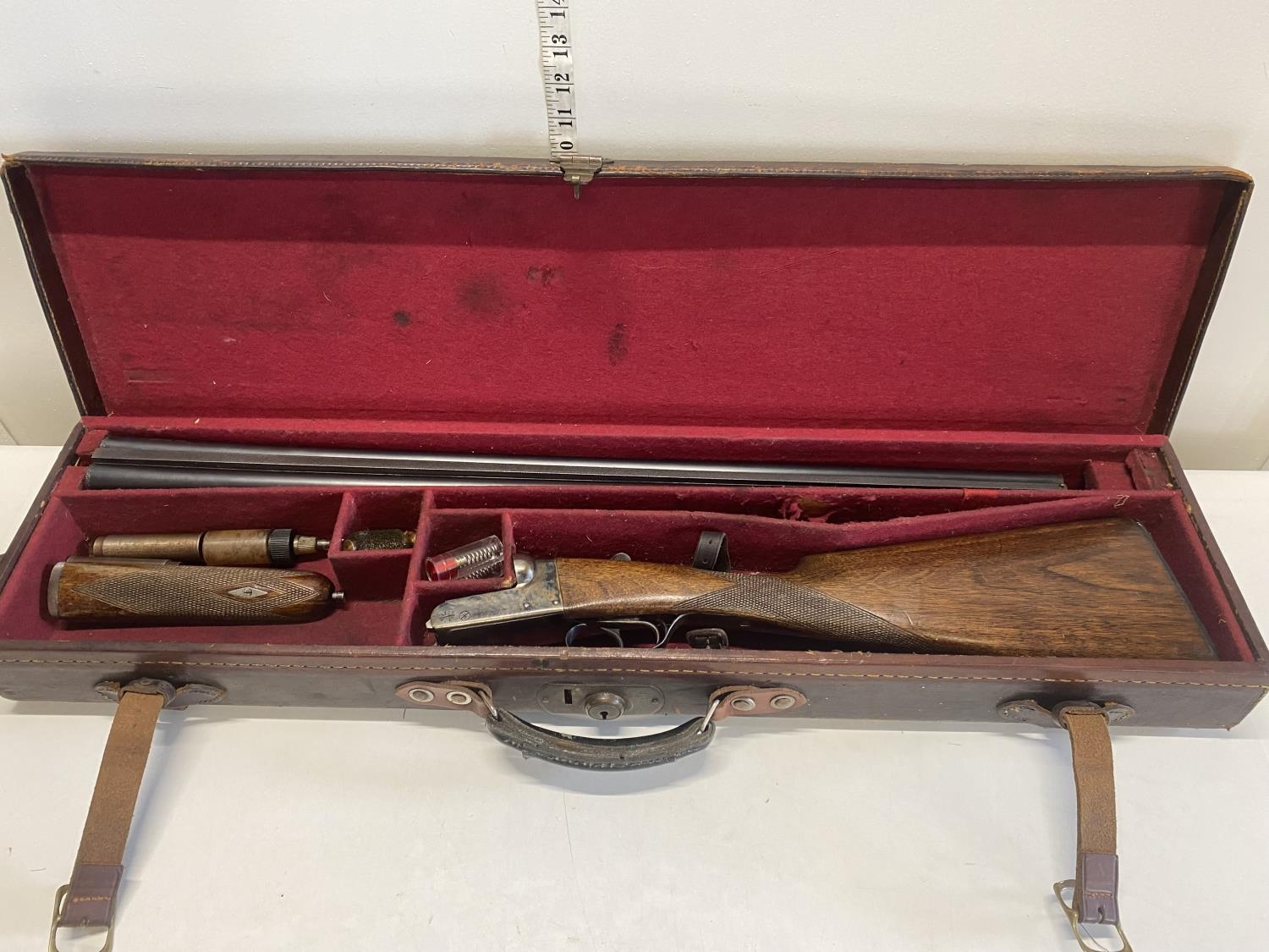 A AYA 12 bore side by side shotgun. Serial number 454614. Shipping unavailable