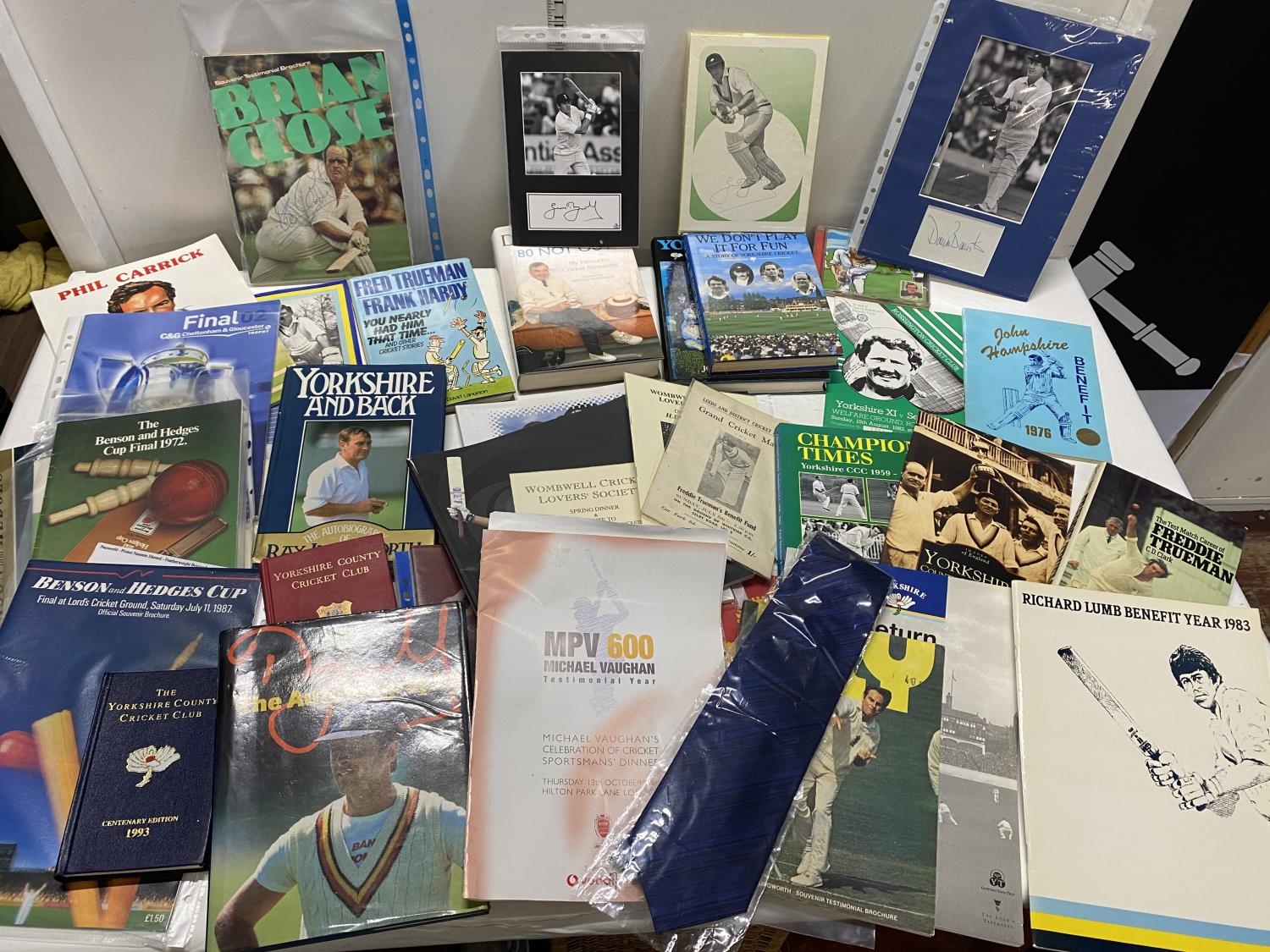 A large selection of mainly Yorkshire County cricket club related programmes, books and other