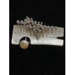 A vintage 1970's designer Scandinavian silver brooch marked 830S with crown