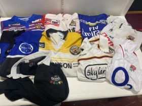 A job lot of assorted Rugby shirts (unauthenticated)