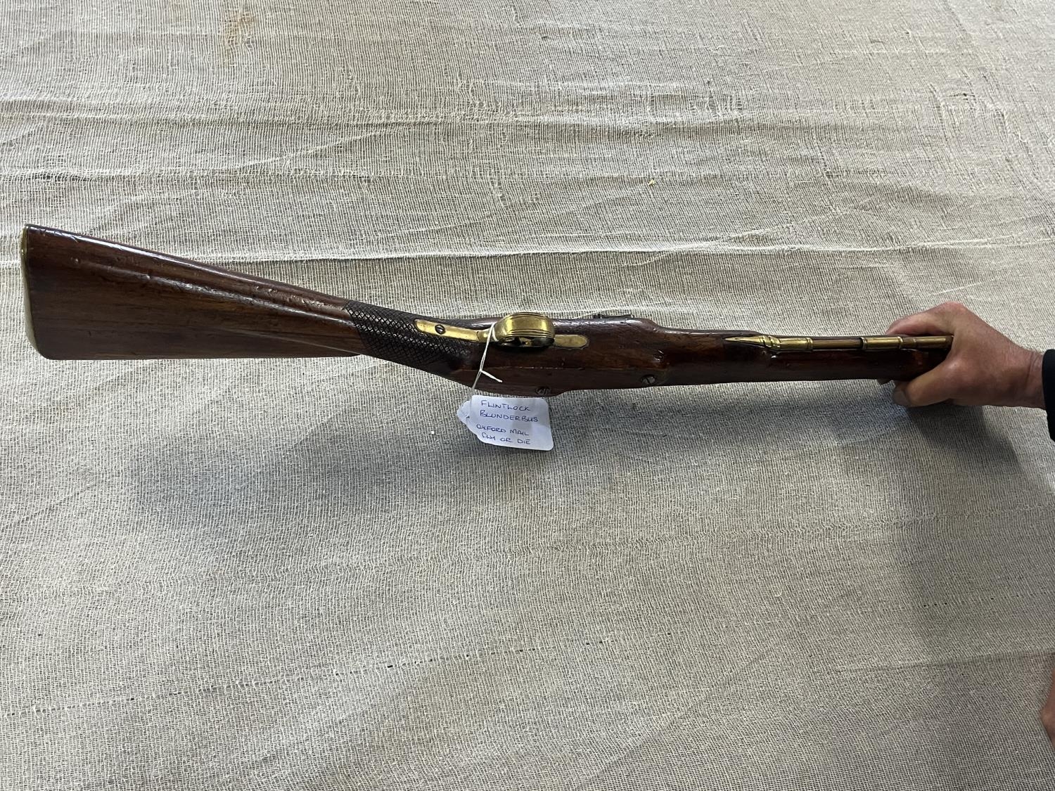 A antique late 18th century Oxford Mail "Fly or Die" flintlock blunderbuss. No Certificate required. - Image 3 of 6