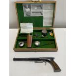 A Jim Greathead bespoke made .36 calibre single shot muzzle loading pistol with case &