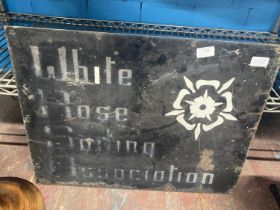 A vintage metal wall sign advertising 'The White Rose Sailing Association' 61x46cm, shipping