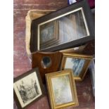 A box full of assorted antique and vintage picture frames (some glazed), shipping unavailable