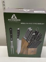 A boxed Acoqoos 17 piece knife set (unchecked), UK post only