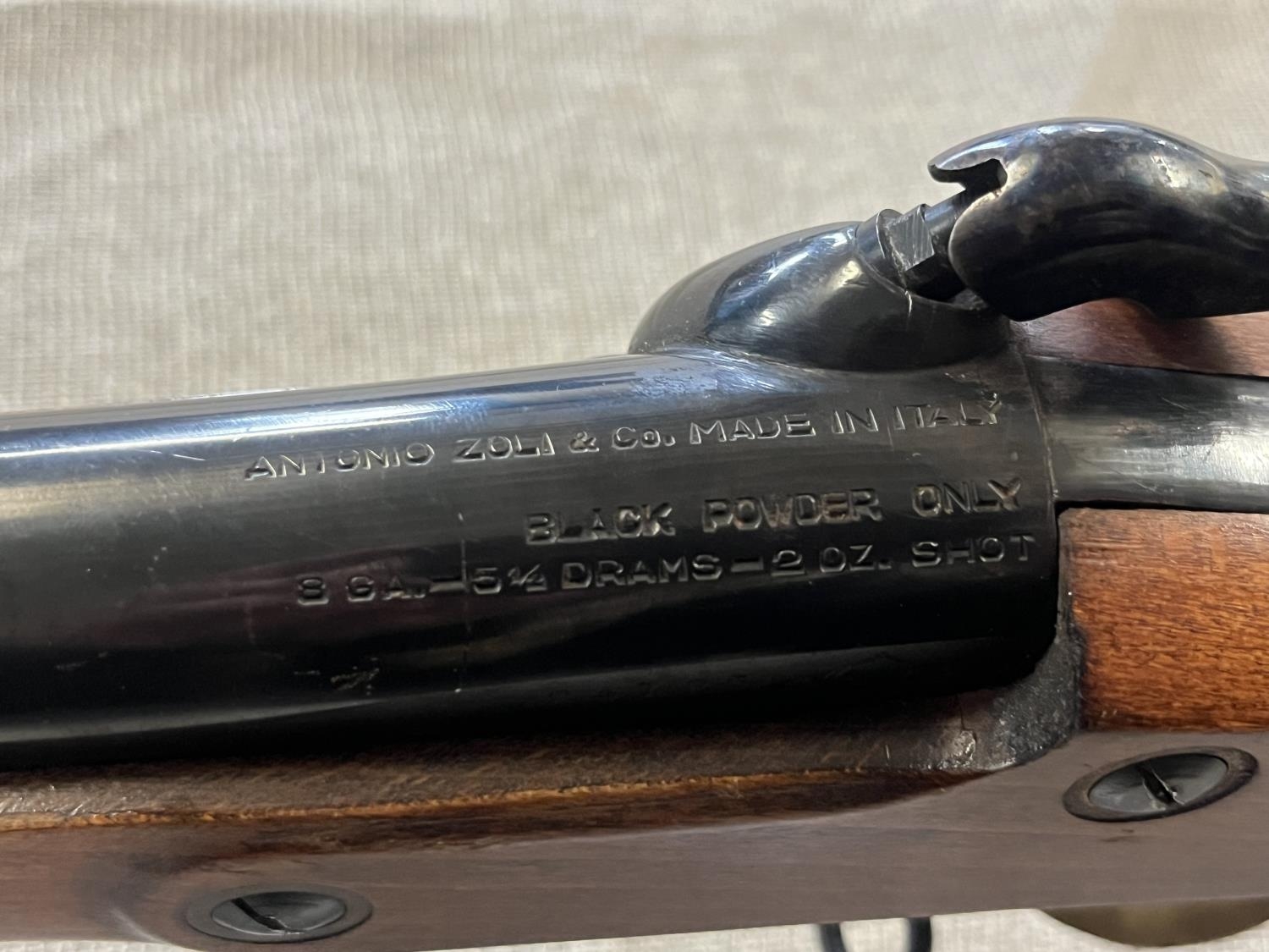 A Antonio Zoli 8 bore single shot shotgun. Black powder only. Serial number 24725. Current Shotgun - Image 2 of 5