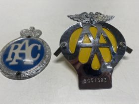 A vintage AA & RAC badge