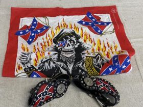 A American themed bandana and two American spurs straps.