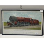 A 1930's framed print of 'The London Midland and Scottish Railway Locomotive, The Royal Scot'