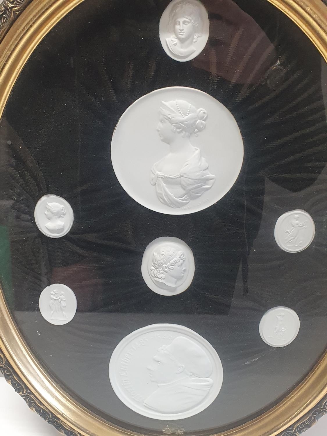 A selection of porcelain plaques including a example depicting Martin Luther all in gilt frame - Image 2 of 2