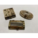 Three assorted vintage bone trinket boxes