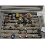 A large selection of assorted costume jewellery dress rings (some stamped 925)