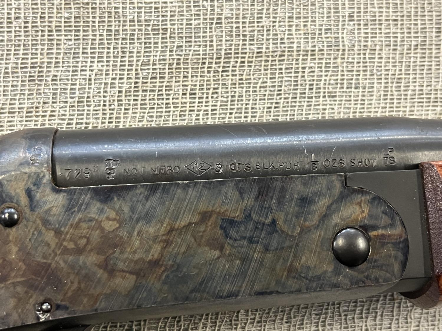 A Harrington & Richardson single shot 12 bore shotgun. Black powder only. Serial number AR25430 ( - Image 4 of 5