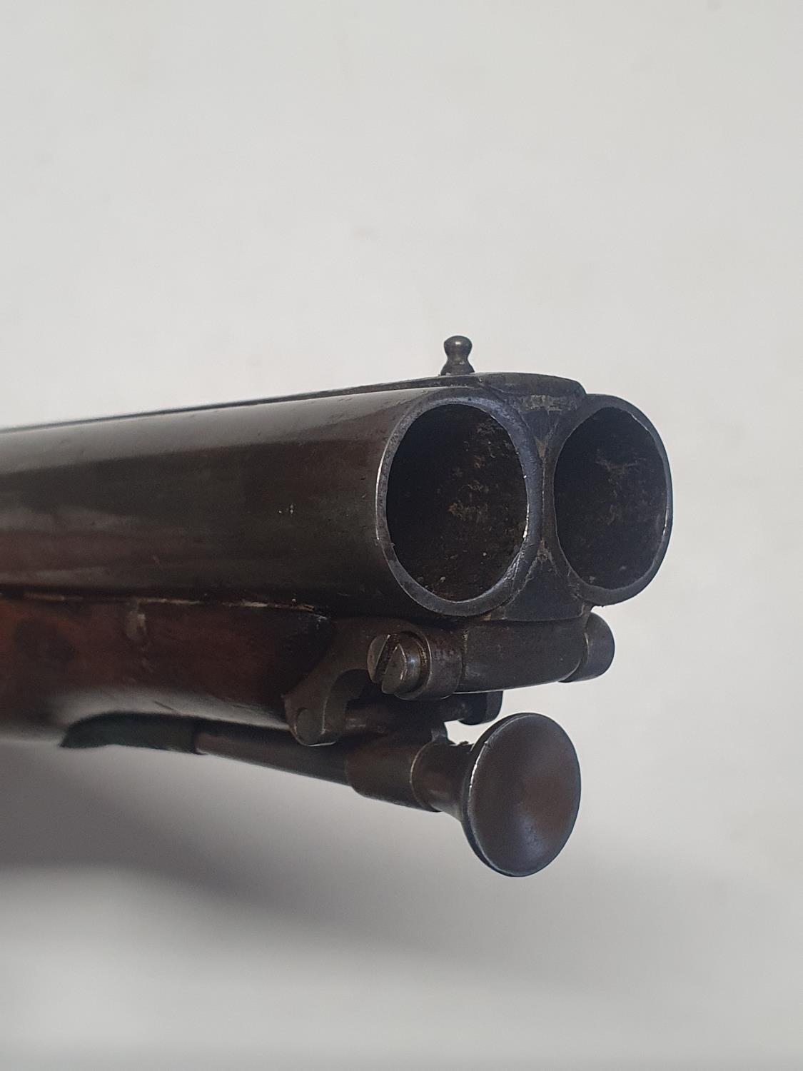 A circa 1840 double barrel side by side Howdah pistol (defence against tigers) percussion pistol - Bild 4 aus 6