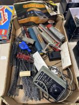 A box full of vintage 00 gauge railway models & accessories. No shipping