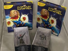 Two boxed Marvel figures & two Captain Marvel busy books