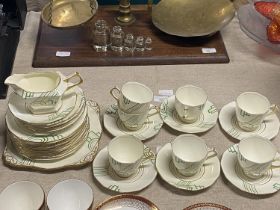 A Art Deco period Tuscan 'Plant' bone china tea service 28 pieces. No shipping.