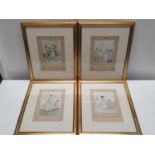A set of four framed Georgian themed prints 34x42cm
