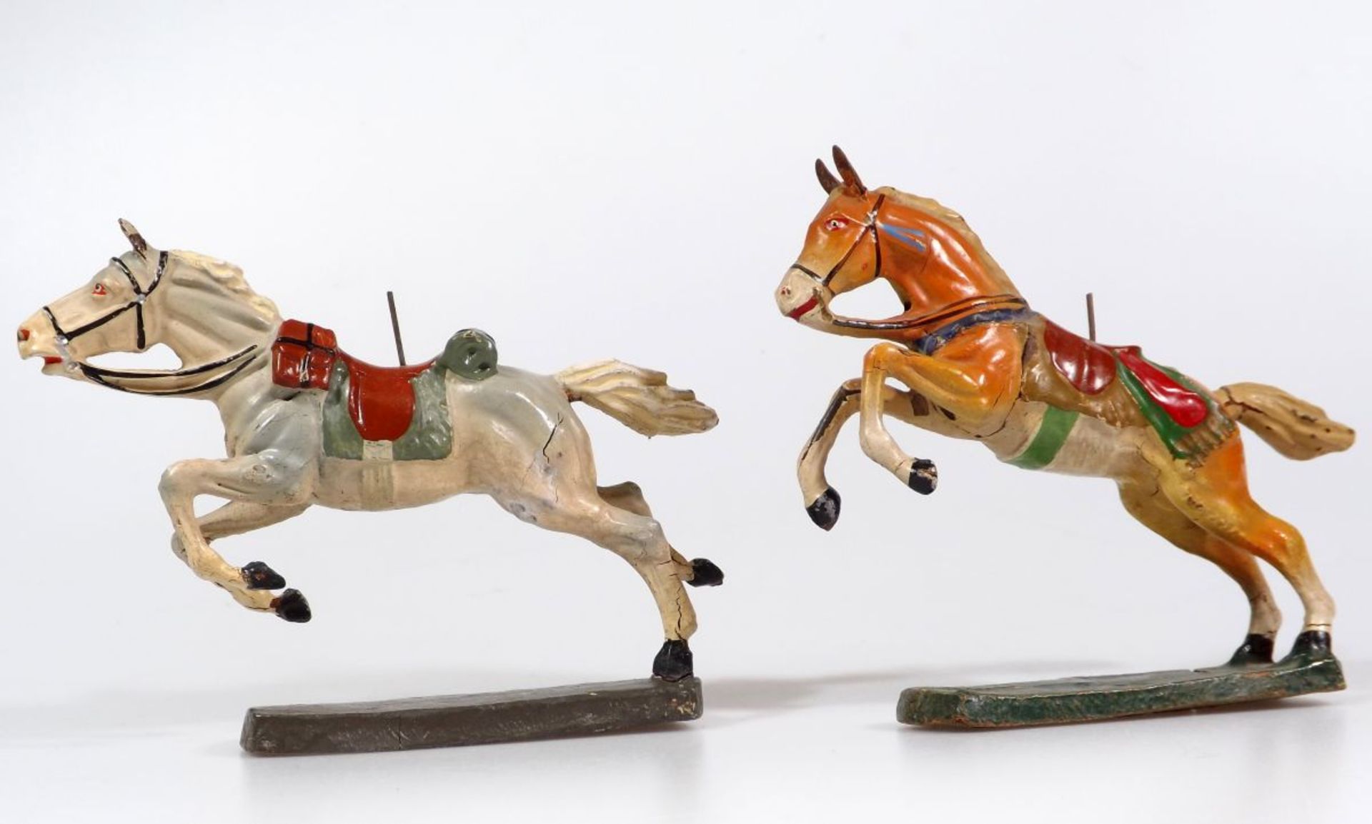 Horses, Lineol or Elastolin or others, composition figures, 7-7,5 cm size, made in Germany about 193