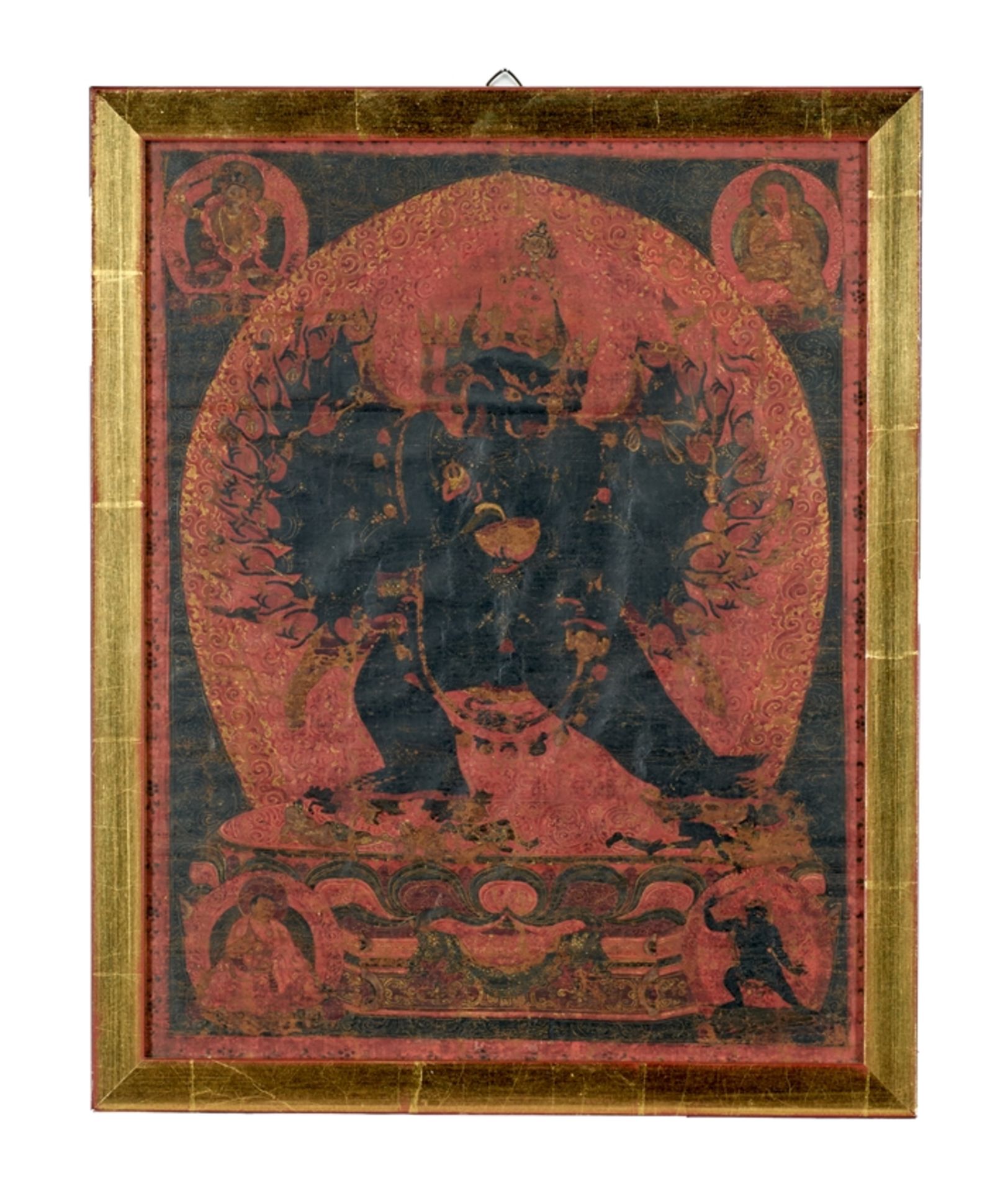 Mandala des Vajrasattva. Von zahlreichen Buddhaspekten und Mönchen umgeben. Tibet, 18. Jh. oder fr