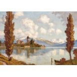 Gottfried Niemann. 1882 - Berlin - 1950. Sign. Verso bet. 'Wasserburg am Bodensee'. Blick vom Maler