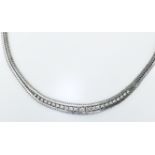 Brillantcollier. Brillanten ca. 0,48 ct. 14 ct. WG. L 44 cm. 49 g