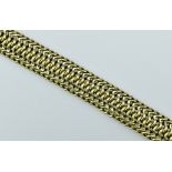 Breites Doppelpanzerarmband.  14 ct. GG. L 20 cm. 42,3 g