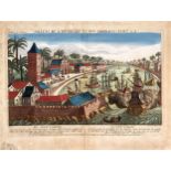 Colombo. Guckkastenblatt. Kol. Kupferstich v. Bergmüller, Augsburg. 18. Jh. 46 x 36 cm. Gl (ohne Ra