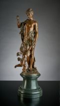 Hermann Eichberg. Ca. 1862 - 1935 Berlin.  Bez. (18)95 dat. Venus mit Amor. Bronze auf Porphyrsocke