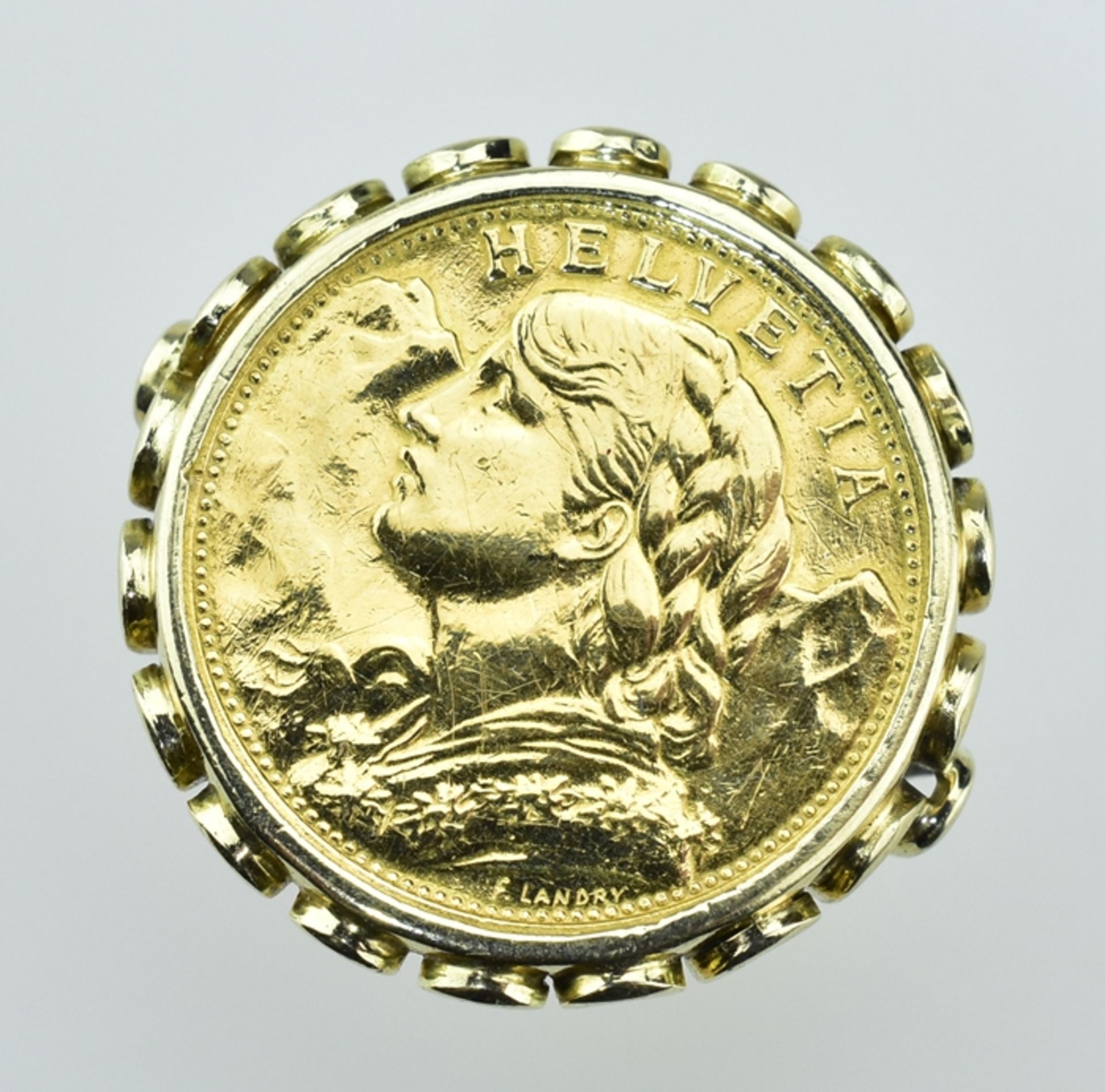 Vreneliring.  20 Franken Goldmünze 1947. Fassung 14 ct. GG. 16,3 g