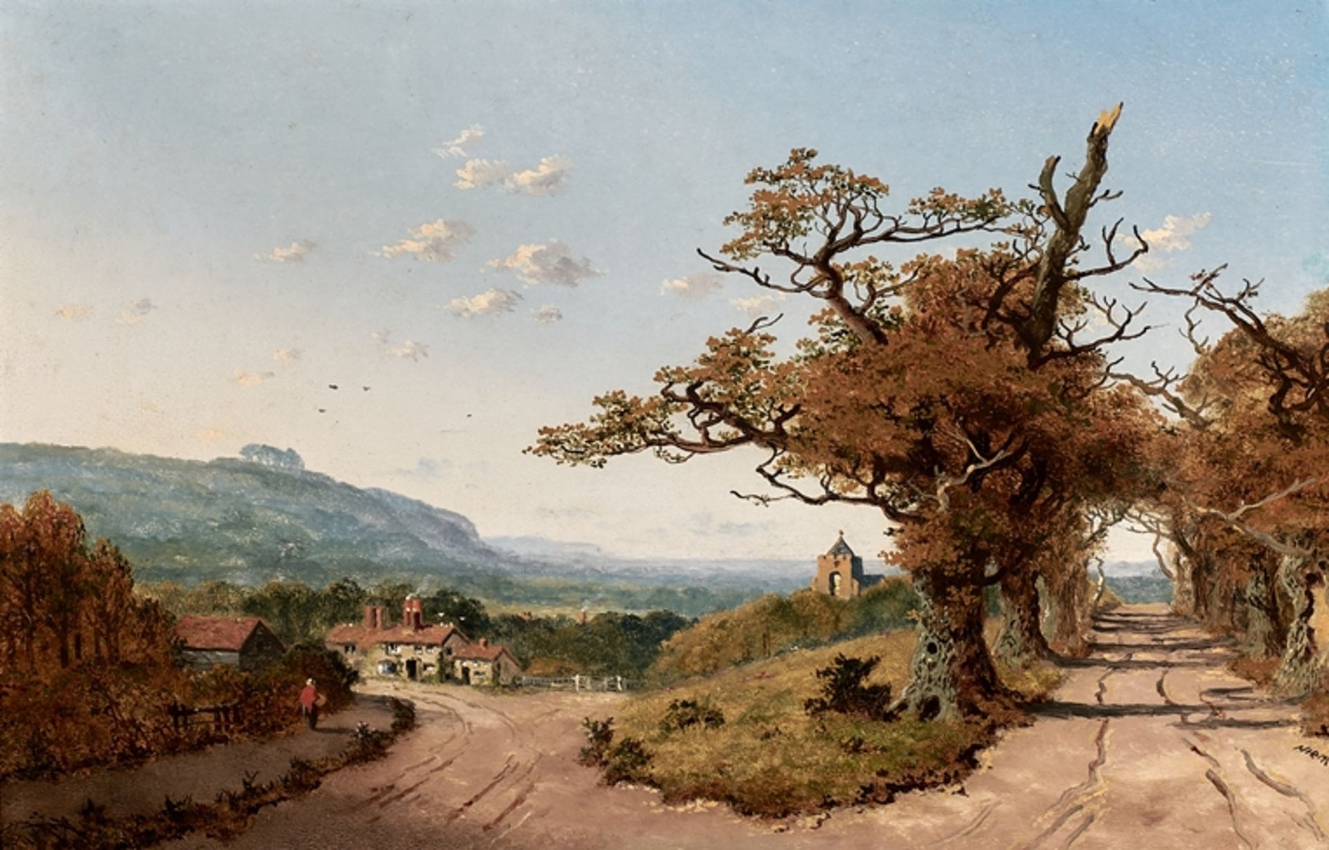 Edmund John Niemann. 1813 London - 1876 Brixton. Sign. Prachtvolle Landschaft in den Cotswolds an