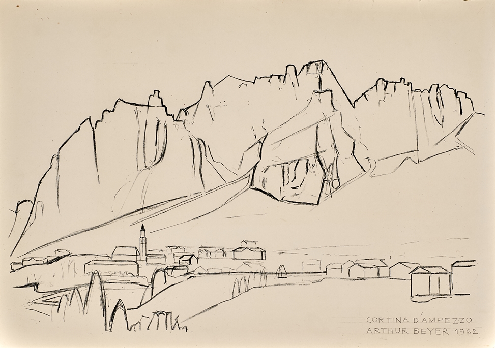 Arthur Beyer. 1904 - St. Gallen - 1982. Sign. Drei Ansichten von Bahnhöfen, zwei Landschaften. Ble - Image 4 of 5