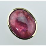 Großer Rubellitring.  Ovaler, rosa Rubellit von 25 ct. 18 ct. GG