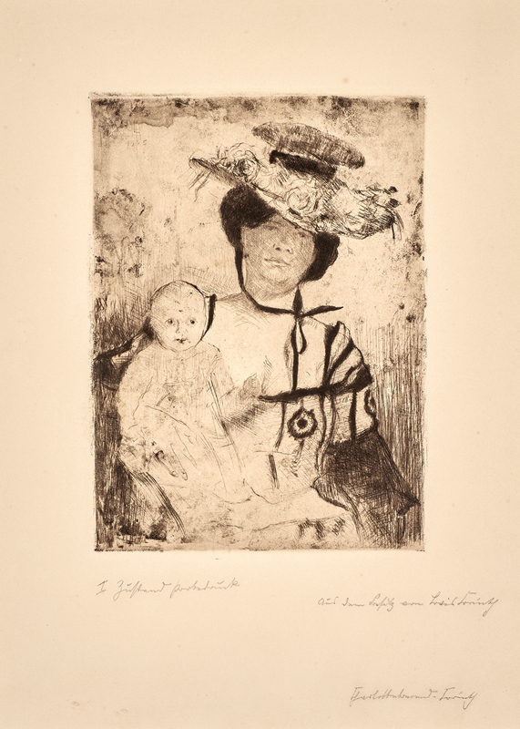 Lovis Corinth. 1858 Tapiau - 1925 Zandvoort. Mutter und Kind. Kaltnadelradierung von 1905 aus der