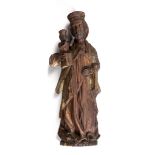 Stehende Madonna mit Kind. Holz mit Resten von Fassung. Kolonialspanien, 16. Jh. H 48 cm. Dazu spät