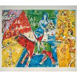 Marc Chagall. 1887 - 1985. Im Druck sign. Zirkuspferd mit Reiterin. Offsetlitho. 62 x 73 cm.