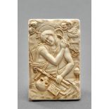 Sich geißelnde Magdalena. Basrelief. Elfenbein. Wohl 17. Jh. 8 x 5,2 cm