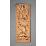 Historismus-Relief mit Akanthus und Delphin.  Holz. 2.H.. 19. Jh. 58 x 22 cm