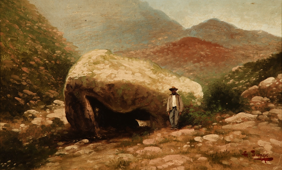 Südamerikanischer Maler 1. H. 20. Jh., undeutlich sign. Zwei Landschaften in Argentinien mit Person - Image 2 of 2