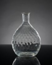 Plattflasche. Optisches Wabermuster. Deutsch, 18. Jh. H 15 cm