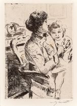 Lovis Corinth. 1858 Tapiau - 1925 Zandvoort. Mutter und Kind. Vernis mou. Handsign. Aufl. 10 Ex. W