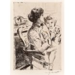 Lovis Corinth. 1858 Tapiau - 1925 Zandvoort. Mutter und Kind. Vernis mou. Handsign. Aufl. 10 Ex. W