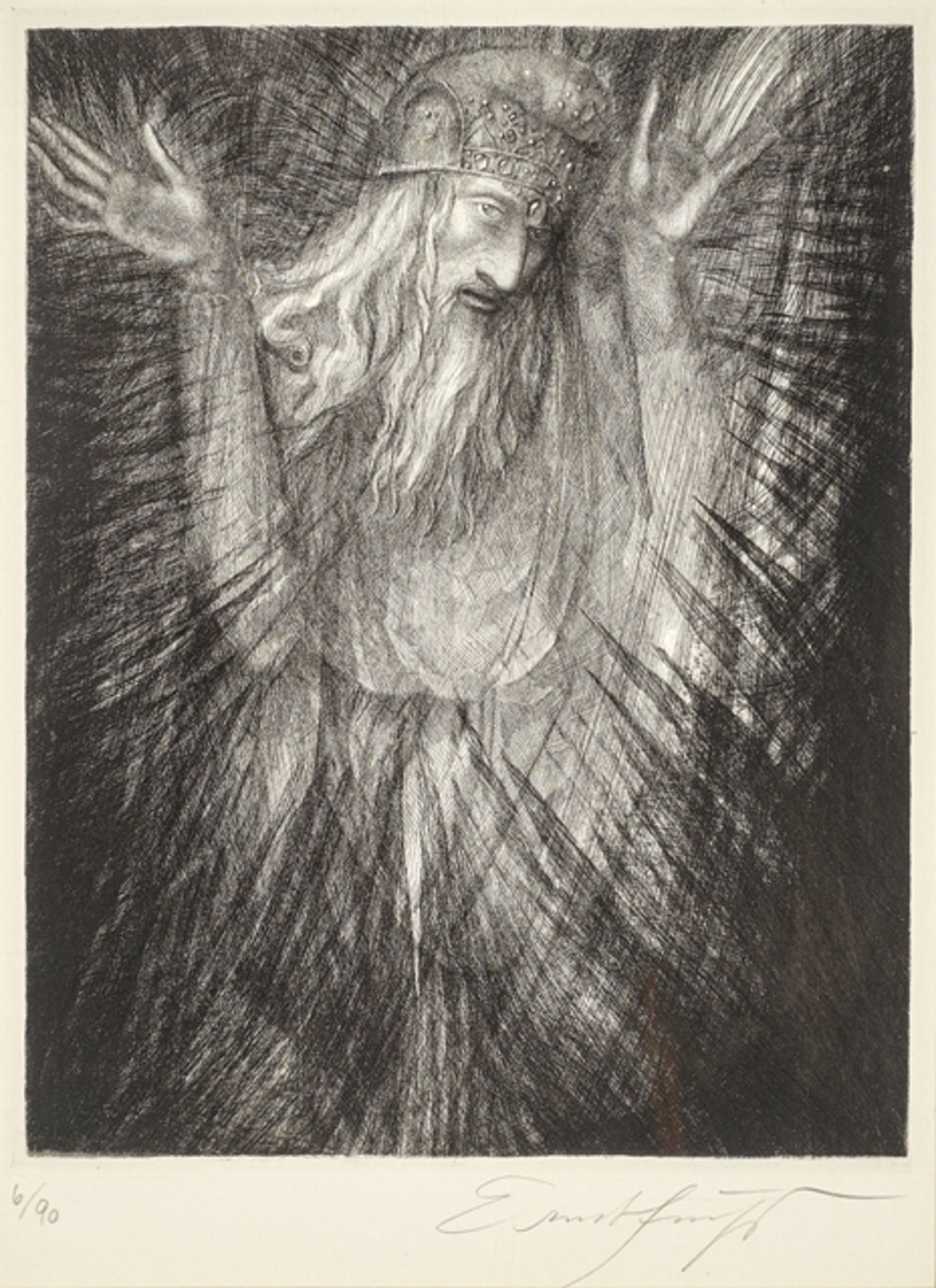 Ernst Fuchs. 1930 - Wien - 2015. Handsign. und numeriert 6/90. 1963 Wien. "Samson Prophezeit". Radi