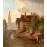 Remy van Haanen. 1812 Oosterhout - 1894 Bad Aussee. Monogr. (18)68 dat. Blick auf Ulm mit Gerbervie