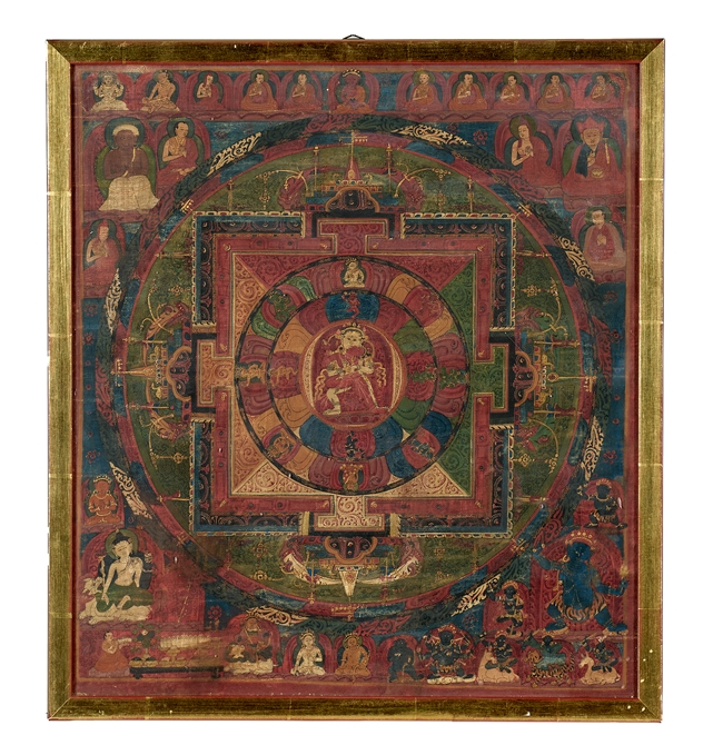 Thangka. Vajrabhairava, der Schützer der Lehre Yamantaka. Malerei auf Baumwolle. Tibet, 19. Jh. ode