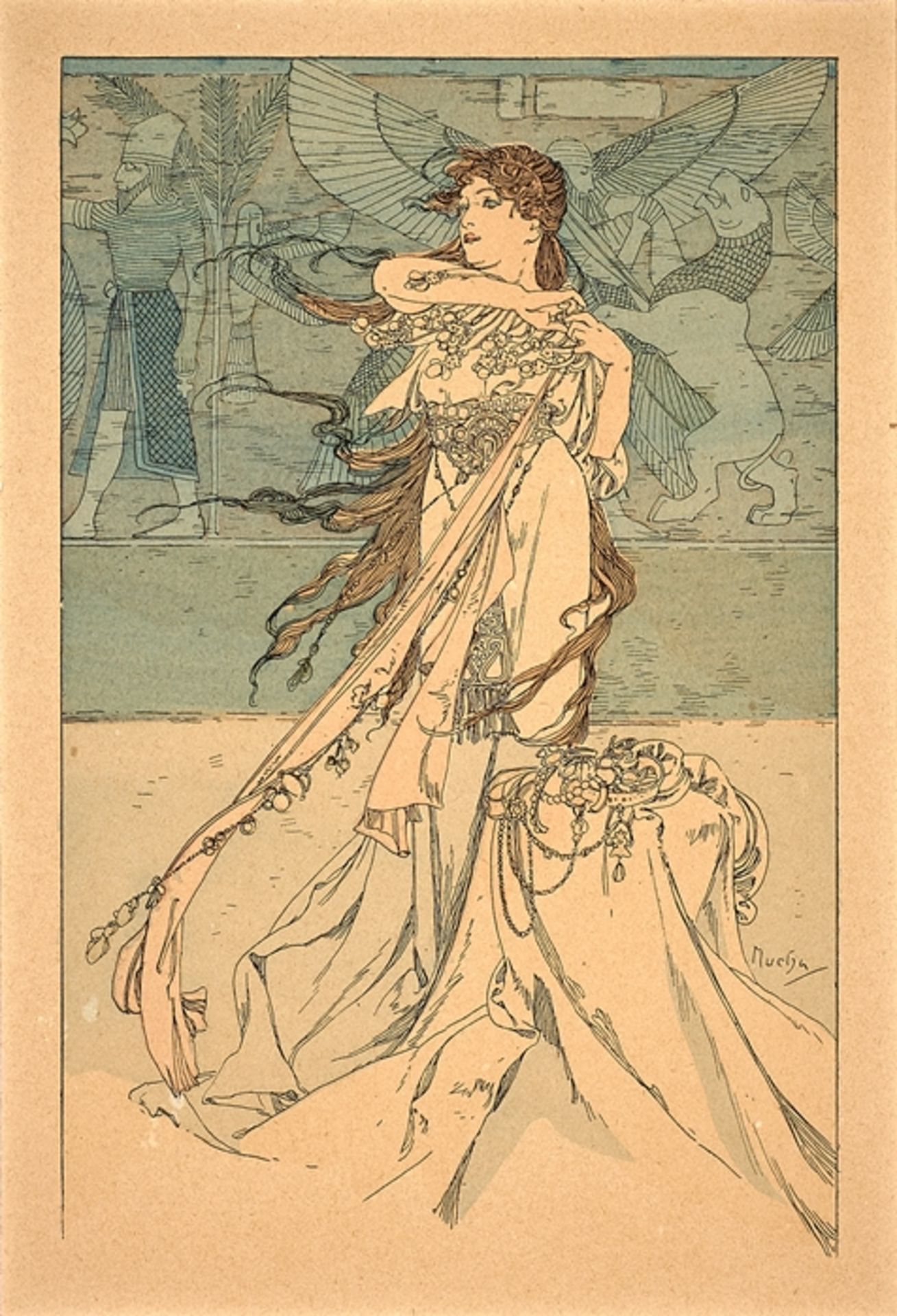 Alfons Mucha. 1860 Eienschütz i. Mähren - 1939 Prag.  Illustration zu Rob. de Flers Märchen 'Ilsée,