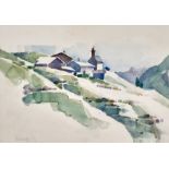 Klaus Fussenegger. 1933 Dornbirn - 2013 Schruns.  Sign. Kapelle im Montafon. Aquarell. 29 x 42. Gl.